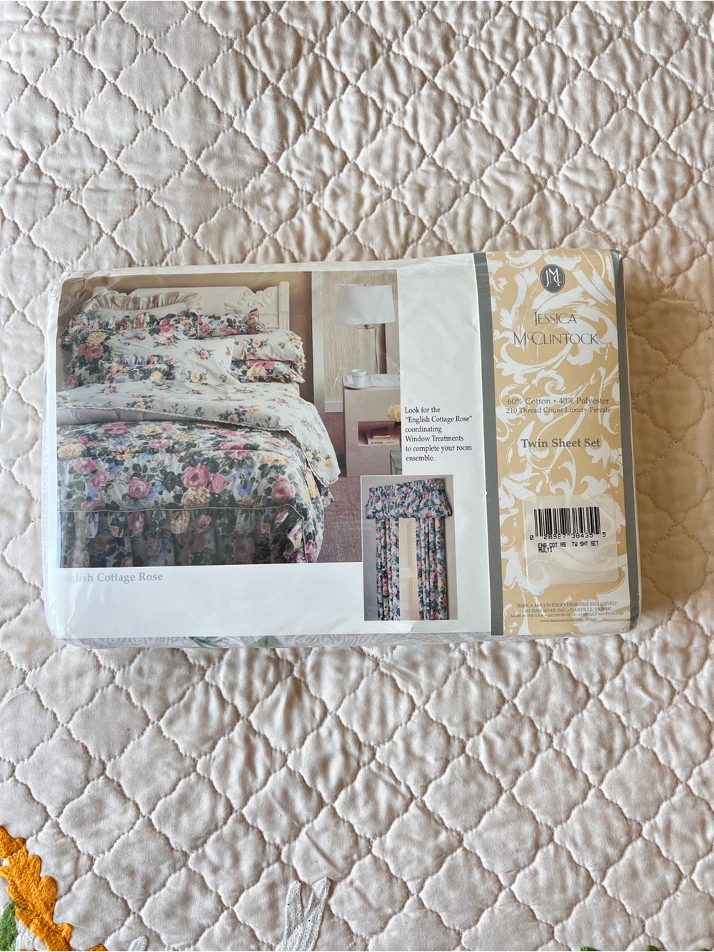Vintage Jessica McClintock English Cottage Rose Floral Twin Sheet Set Cotton 210